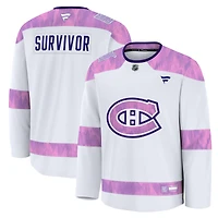 Men's Fanatics White Montreal Canadiens Hockey Fights Cancer Survivor Practice Jersey