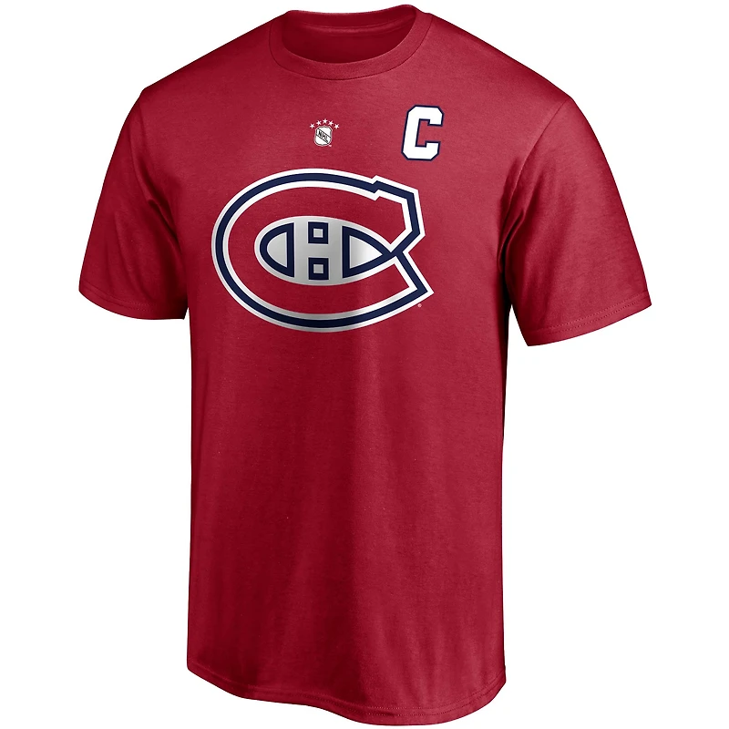 Men's Fanatics Yvan Cournoyer Red Montreal Canadiens Authentic Stack Retired Player Name & Number - T-Shirt