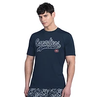 T-shirt rashguard G-III Sports par Carl Banks pour homme, bleu marine, motif vague des Canadiens de Montréal