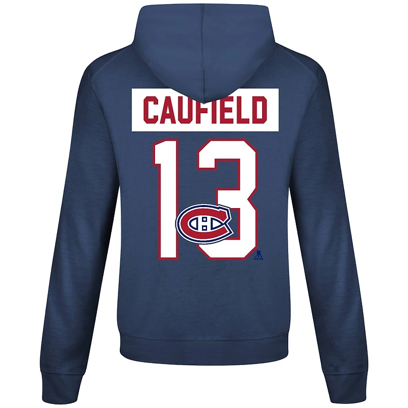 T-shirt à capuche manches longues Levelwear Cole Caufield bleu marine des Canadiens de Montréal avec nom et numéro