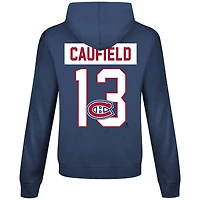 T-shirt à capuche manches longues Levelwear Cole Caufield bleu marine des Canadiens de Montréal avec nom et numéro