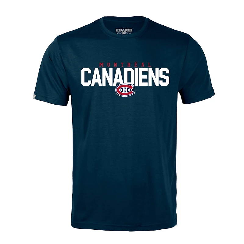 T-shirt Levelwear Cole Caufield bleu marine des Canadiens de Montréal Richmond avec nom et numéro