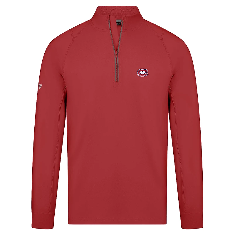 Men's Levelwear Red Montreal Canadiens Theory Insignia Core Raglan Quarter-Zip Pullover Top