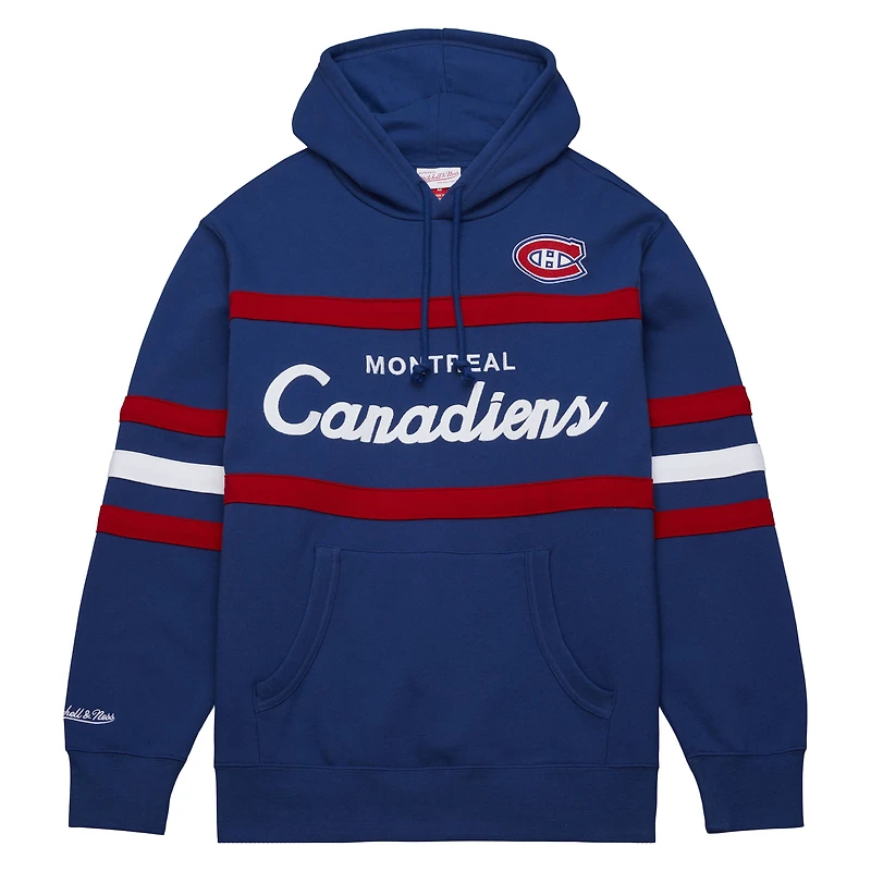 Chandail à capuchon d'entraîneur-chef des Canadiens de Montréal Mitchell & Ness bleu marine pour hommes