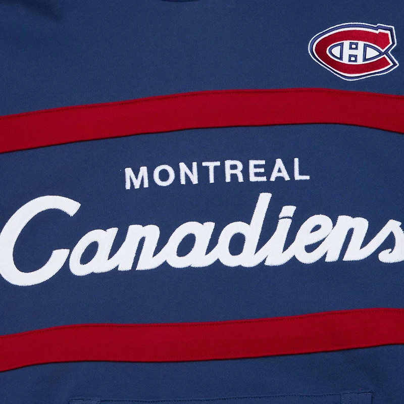 Chandail à capuchon d'entraîneur-chef des Canadiens de Montréal Mitchell & Ness bleu marine pour hommes