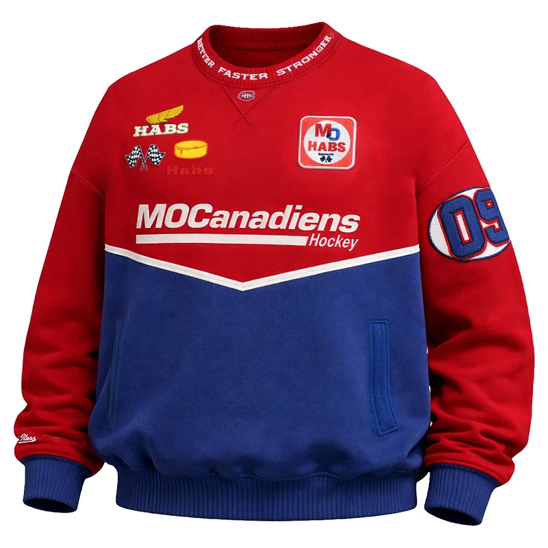 Men's Mitchell & Ness  Red/Navy Montreal Canadiens F1 Stable Sweatshirt