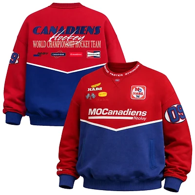Sweat-shirt Mitchell & Ness rouge et marine pour homme, modèle F1 Stable des Canadiens de Montréal