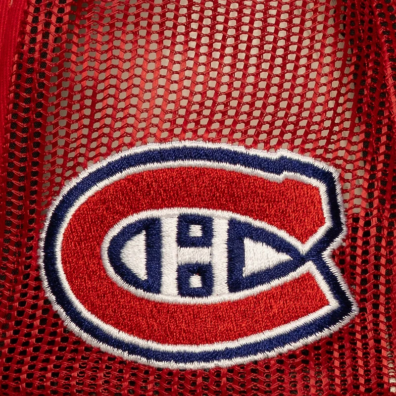 Casquette ajustable Mitchell & Ness rouge pour homme, style camionneur, à l'effigie de l'entraîneur-chef des Canadiens de Montréal