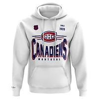 Sweat à capuche en polaire Mitchell & Ness blanc pour homme, aux couleurs des Canadiens de Montréal.