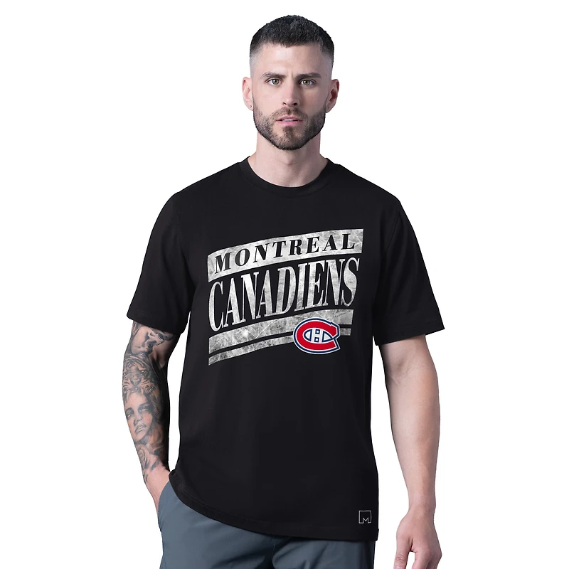 T-shirt noir MSX par Michael Strahan pour homme avec le slogan « Victoire des Canadiens de Montréal »