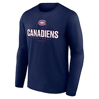 T-shirt à manches longues bleu marine pour homme, motif milieu de terrain personnalisé des Canadiens Montréal