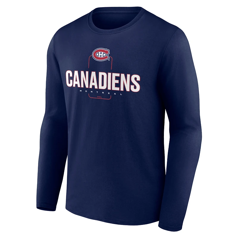 Men's Navy Montreal Canadiens Custom Midfielder Long Sleeve T-Shirt