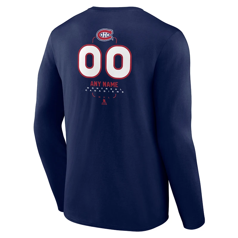 Men's Navy Montreal Canadiens Custom Midfielder Long Sleeve T-Shirt
