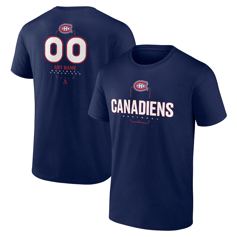 T-shirt de milieu terrain personnalisé bleu marine des Canadiens Montréal pour homme