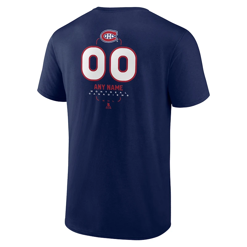 T-shirt de milieu terrain personnalisé bleu marine des Canadiens Montréal pour homme