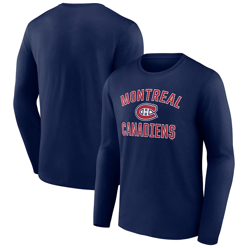Men's Navy Montreal Canadiens Victory Arch Long Sleeve T-Shirt