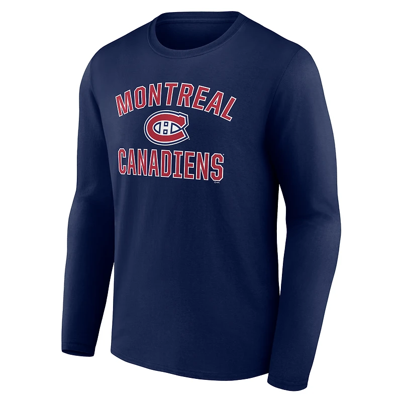 Men's  Navy Montreal Canadiens Victory Arch Long Sleeve T-Shirt