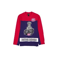 Maillot de hockey à manches longues New Era bleu marine et rouge des Canadiens Montréal, champions la Coupe Stanley, pour homme