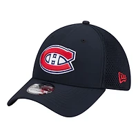 Men's New Era  Navy Montreal Canadiens Logo 39THIRTY Flex Hat