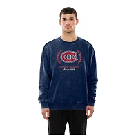 Men's New Era  Navy Montreal Canadiens Mineral Washed Fleece Crewneck Sweatshirt
