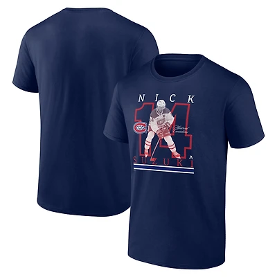 T-shirt bleu marine Nick Suzuki pour homme, Canadiens de Montréal, le spectacle des joueurs