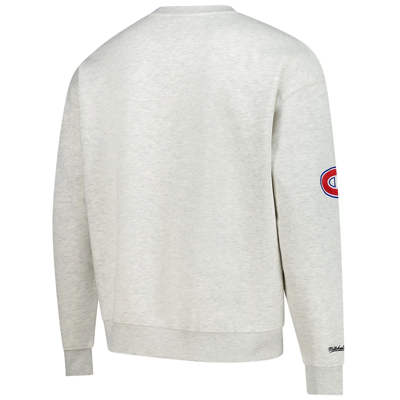 Pull ras du cou en peluche pour homme avec motif flocons d'avoine des Canadiens de Montréal