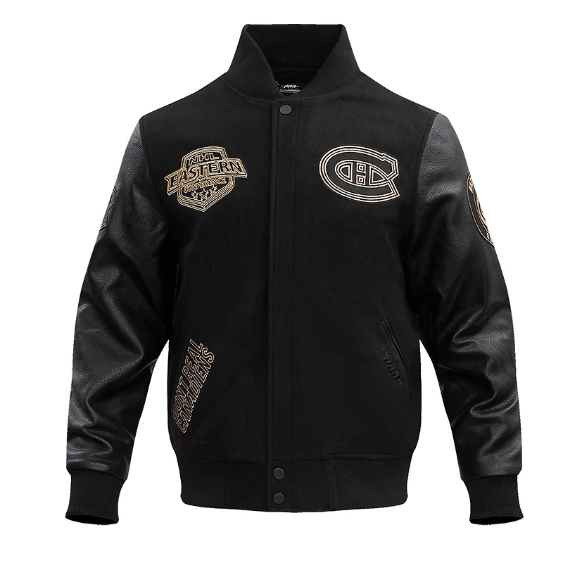 Men's Pro Standard Montreal Canadiens Black & Gold Full-Zip Varsity Jacket