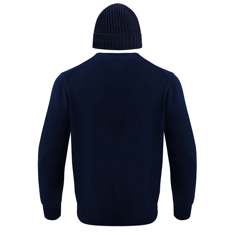 Coffret cadeau pull et bonnet en tricot à revers Pro Standard pour hommes, bleu marine, Canadiens de Montréal