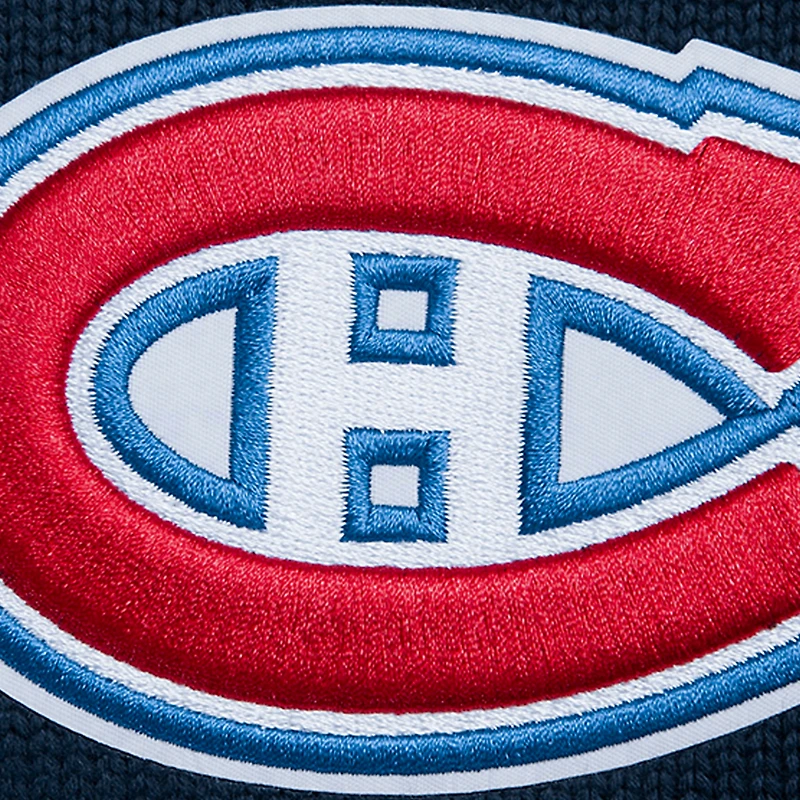 Coffret cadeau pull et bonnet en tricot à revers Pro Standard pour hommes, bleu marine, Canadiens de Montréal