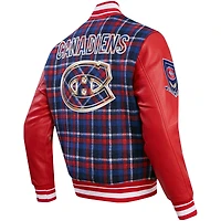 Veste universitaire à boutons-pression en laine carreaux Prep des Canadiens de Montréal Pro Standard rouge/bleu marine pour hommes