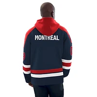 Men's Starter  Navy Montreal Canadiens Sweeper Fashion Jersey Pullover Sweatshirt