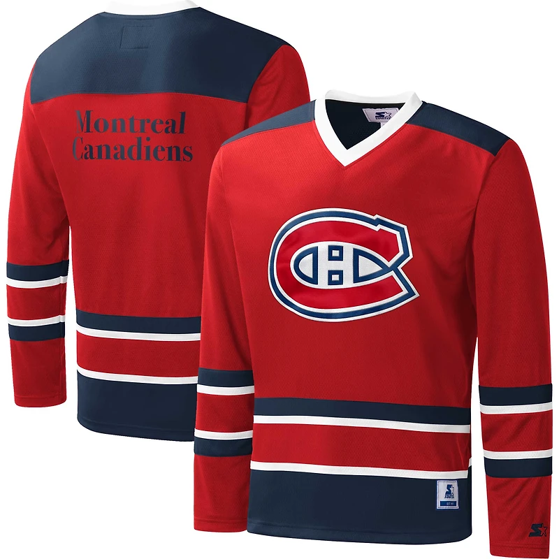 T-shirt à manches longues pour homme Starter Red Montreal Canadiens Cross-Check