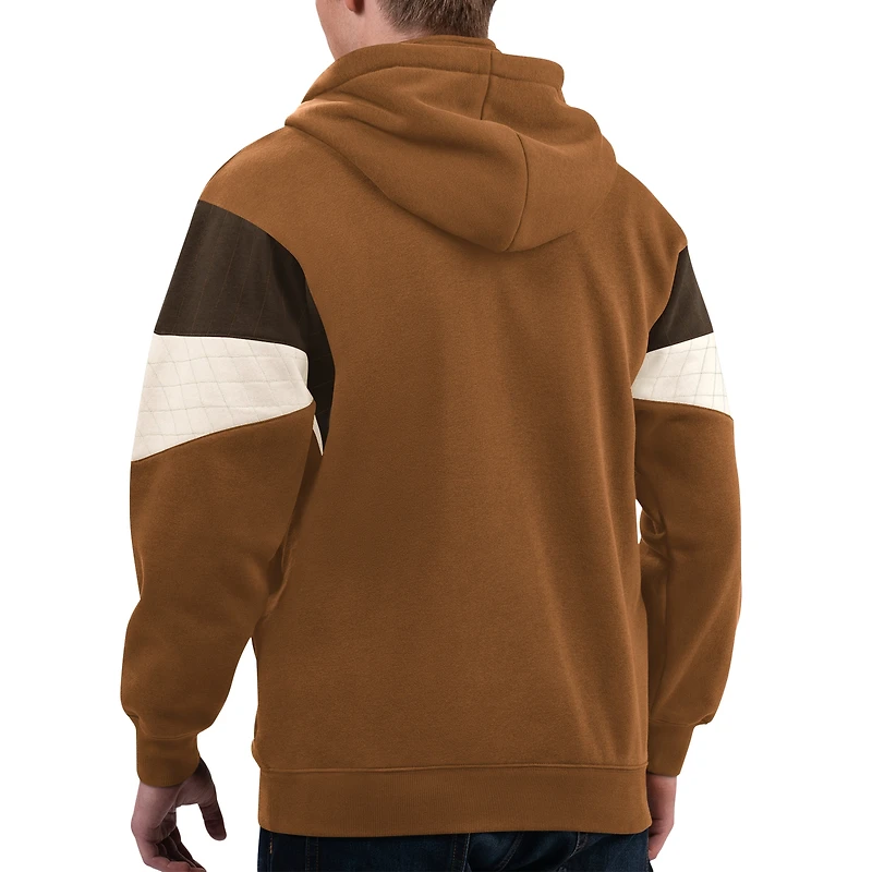 Men's Starter Tan Montreal Canadiens Shot Gun Half-Zip Hoodie