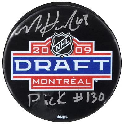 Mike Hoffman Canadiens de Montréal Rondelle de hockey autographiée avec logo du repêchage 2009 de la LNH avec inscription « Pick #130 »