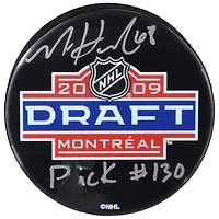 Mike Hoffman Canadiens de Montréal Rondelle de hockey autographiée avec logo du repêchage 2009 de la LNH avec inscription « Pick #130 »