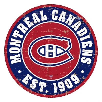 Canadiens de Montréal - Enseigne murale ronde vieillie 12''