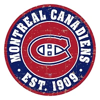 Canadiens de Montréal - Enseigne murale ronde vieillie 12''