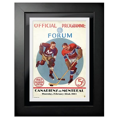 Montreal Canadiens 1934 Forum Official Program - 12'' x 16'' Framed Program Cover