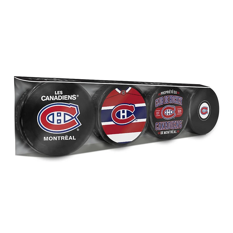 Ensemble de quatre rondelles de hockey des Canadiens de Montréal