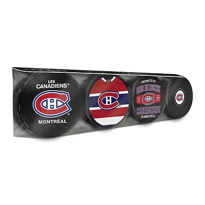 Ensemble de quatre rondelles de hockey des Canadiens de Montréal