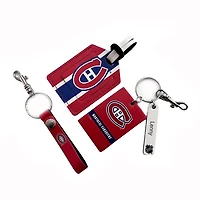 Canadiens de Montréal - Coffret cadeau trois pièces en cuir avec étiquette personnalisée