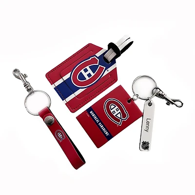 Canadiens de Montréal - Coffret cadeau trois pièces en cuir avec étiquette personnalisée