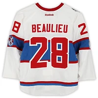 Nathan Beaulieu Montreal Canadiens Practice-Used #28 White Reebok Jersey vs. Boston Bruins on January 1, 2016 - NHL Winter Classic - Worn During Warm-Ups