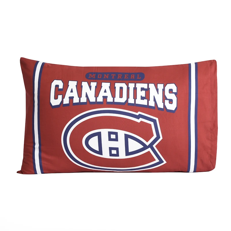 Ensemble de deux taies d'oreiller rouges des Canadiens de Montréal 20'' x 30''