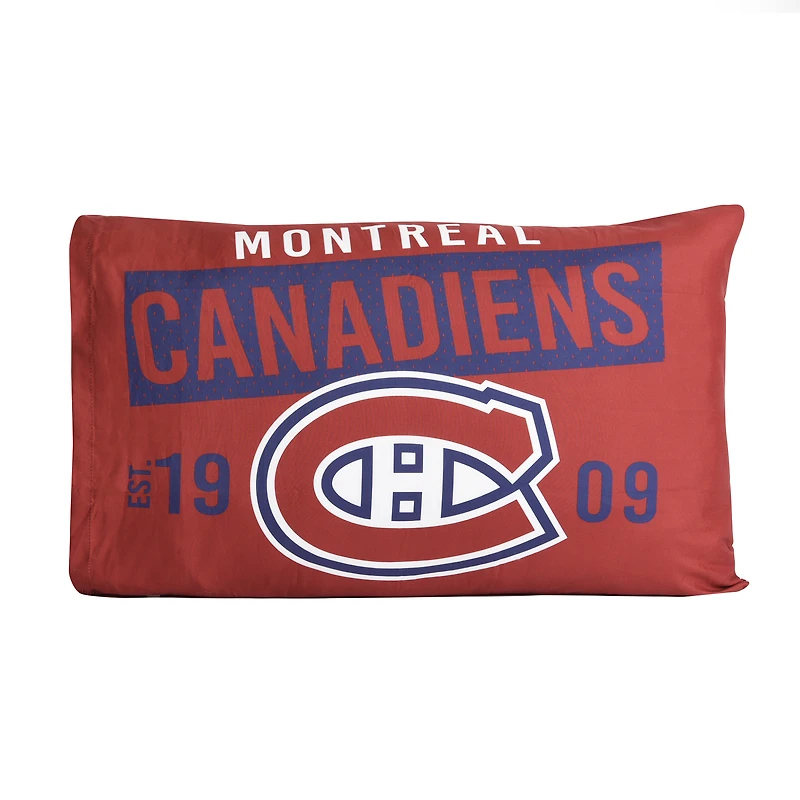 Ensemble de deux taies d'oreiller rouges des Canadiens de Montréal 20'' x 30''