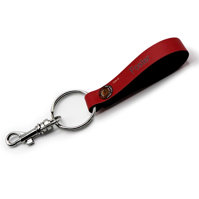 Red Montreal Canadiens Personalized Leather Loop Keychain