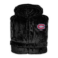 Unisex ISlide Black Montreal Canadiens Phantom Hoodie Robe & Mantra Slide Sandals Bundle