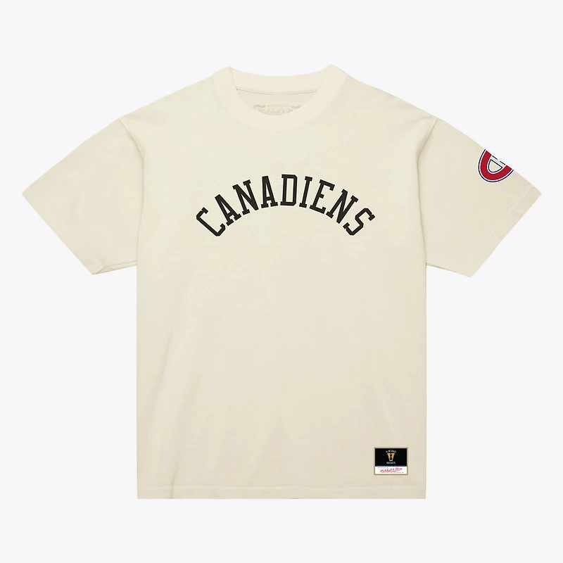T-shirt unisexe Mitchell & Ness crème des Canadiens de Montréal avec logo arqué