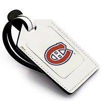 Étiquette de bagage en cuir personnalisée Canadiens de Montréal blanc