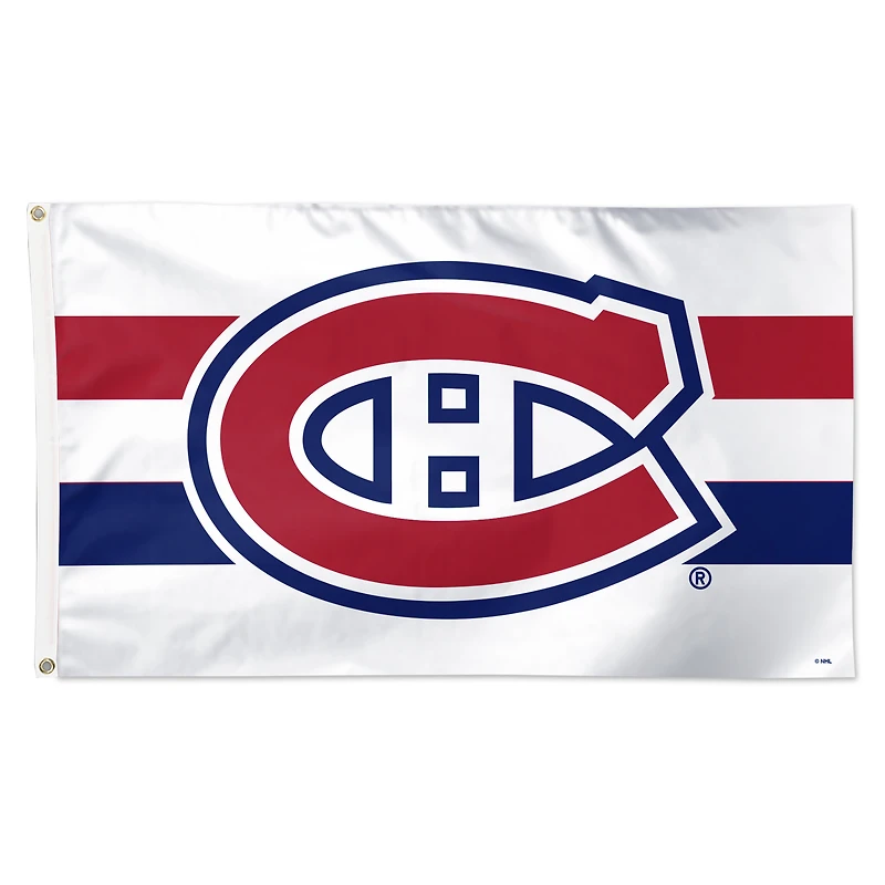 Drapeau simple face de luxe à rayures horizontales de 3 pi x 5 pi des Canadiens de Montréal de WinCraft